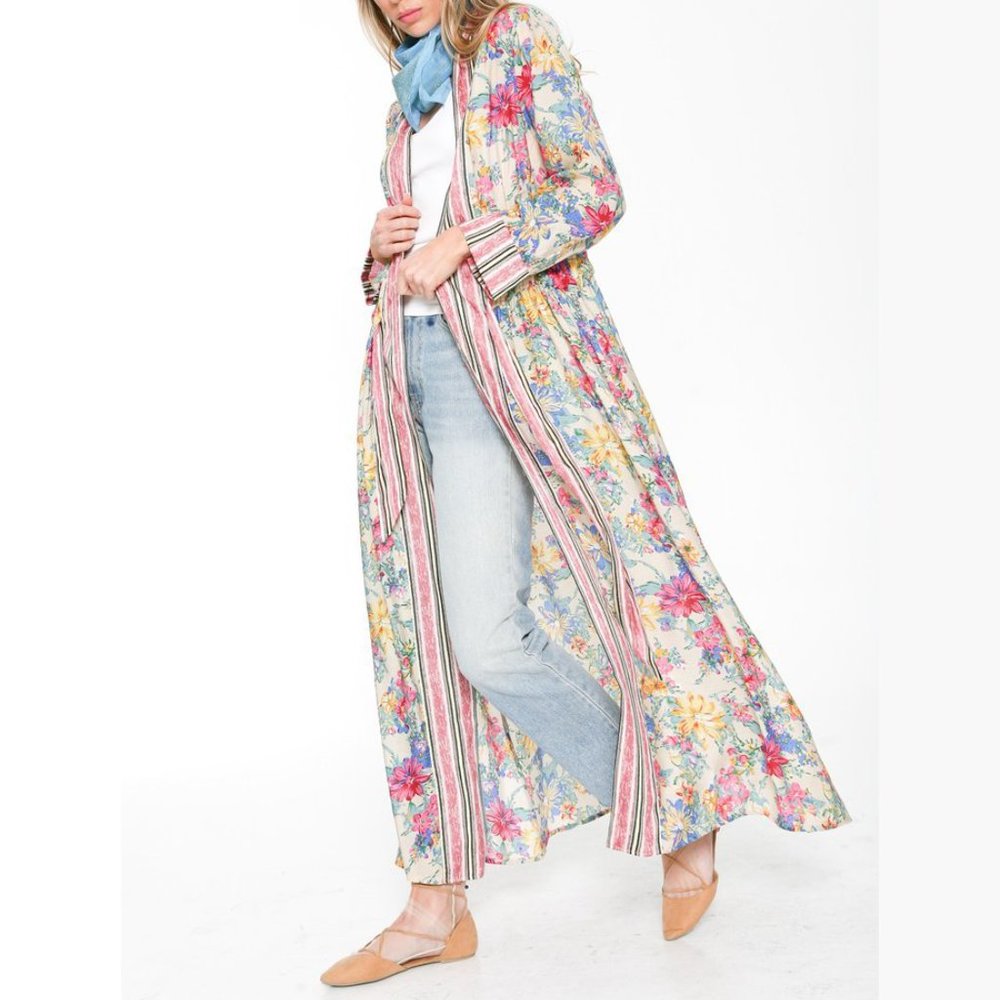 Aratta I Will Meet You at Maxi Duster NWT • Reg $182 • Floral • Multi-Stripe - Picture 5 of 6